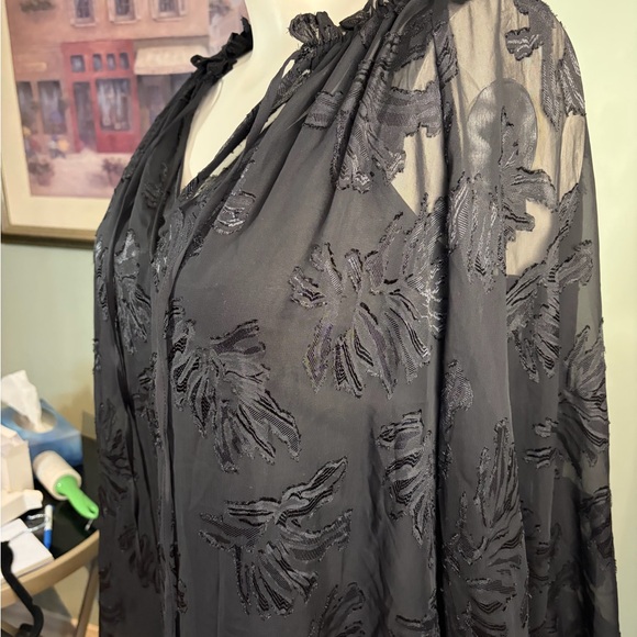 218. H&M Black Sheer Floral Dress with a long cami - Picture 3 of 6